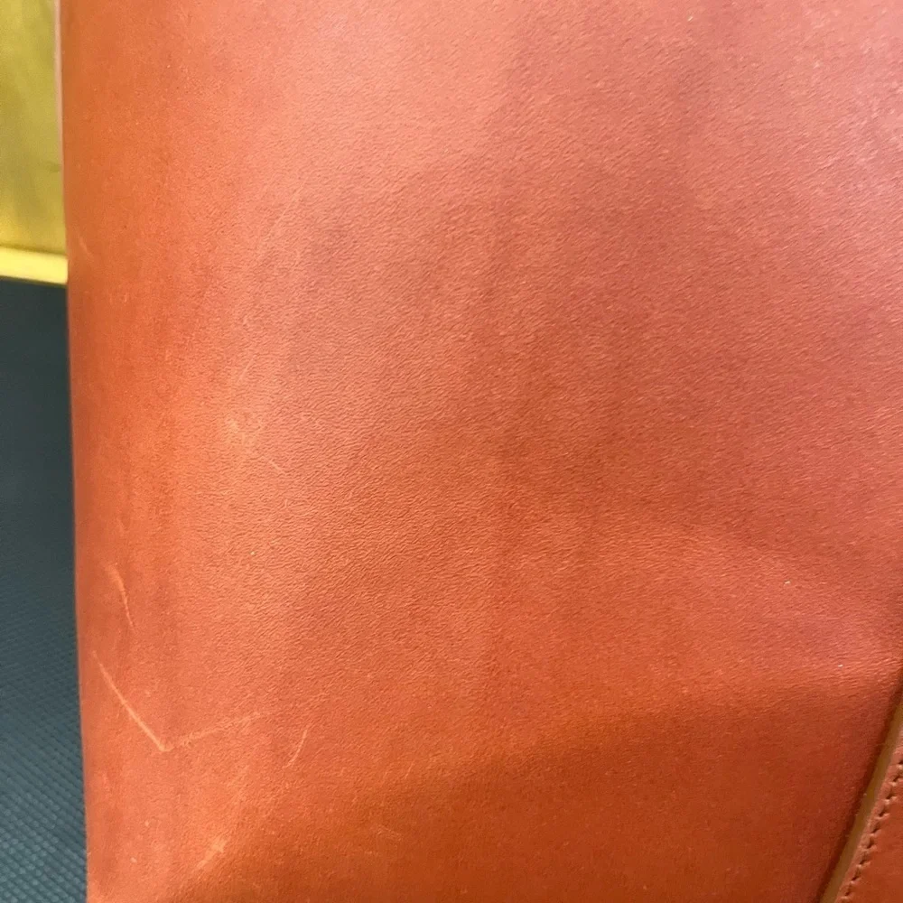 NWT Mansur Gavriel Men’s East West Large Tote Bag Brandy Flamma Tan Red